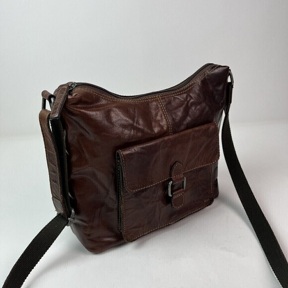 JACK GEORGES Voyager Collection Brown Leather Crossbody Bag Purse Rustic Urban - Picture 12 of 12
